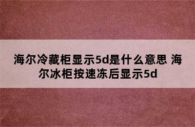 海尔冷藏柜显示5d是什么意思 海尔冰柜按速冻后显示5d